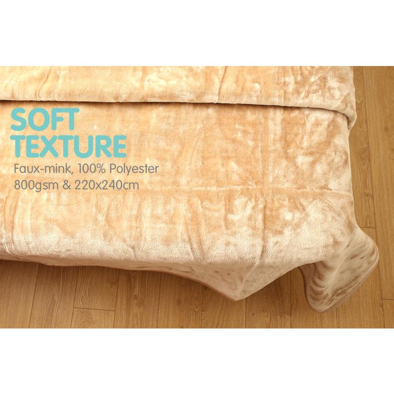 Laura Hill 800GSM Heavy DoubleSided Faux Mink Blanket Beige