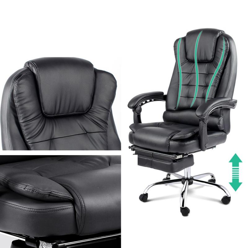 8point Massage Office Chair with Retractable Footrest Black