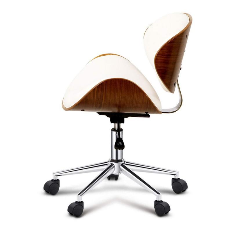 Wooden & PU Leather Office Desk Chair White 5429