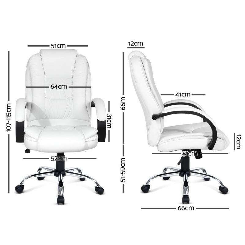 PU Leather Padded Office Desk Computer Chair White 9127