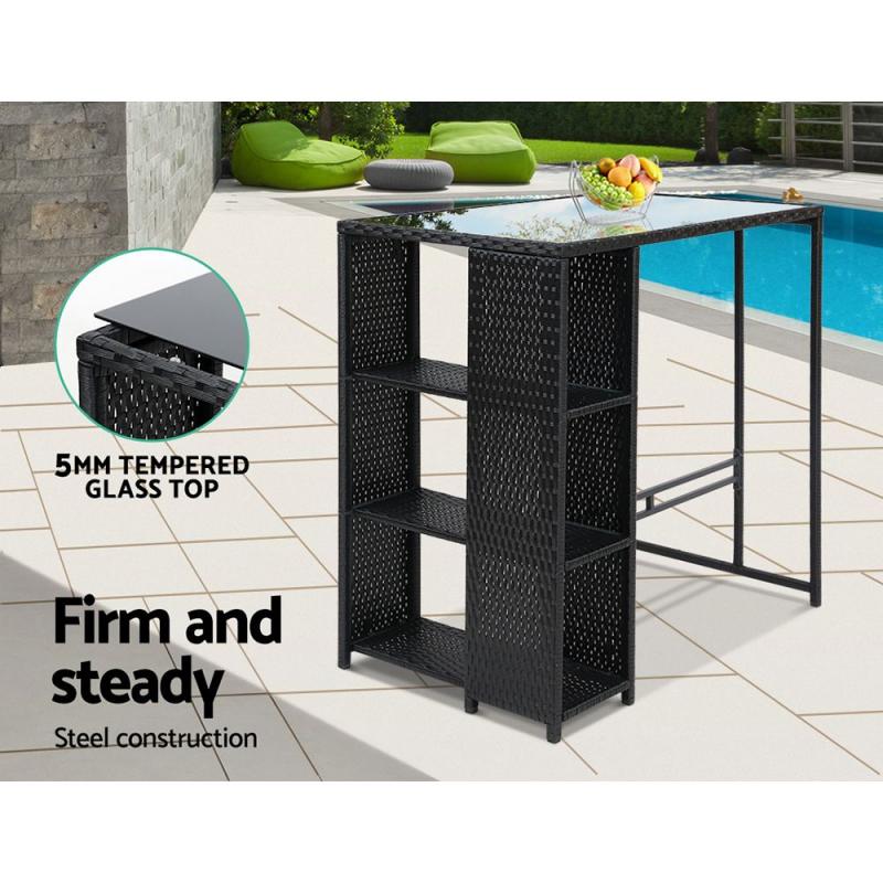 Outdoor Bar Set Table Stools Furniture Wicker 5PCS