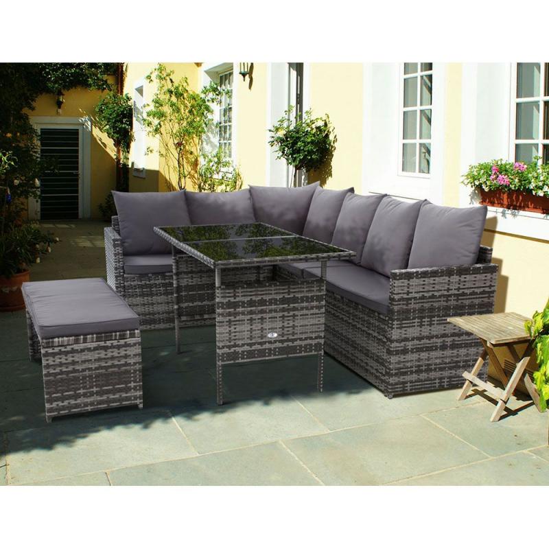 Outdoor Furniture Dining Setting Sofa Set Lounge 8 Seater Mixed Grey