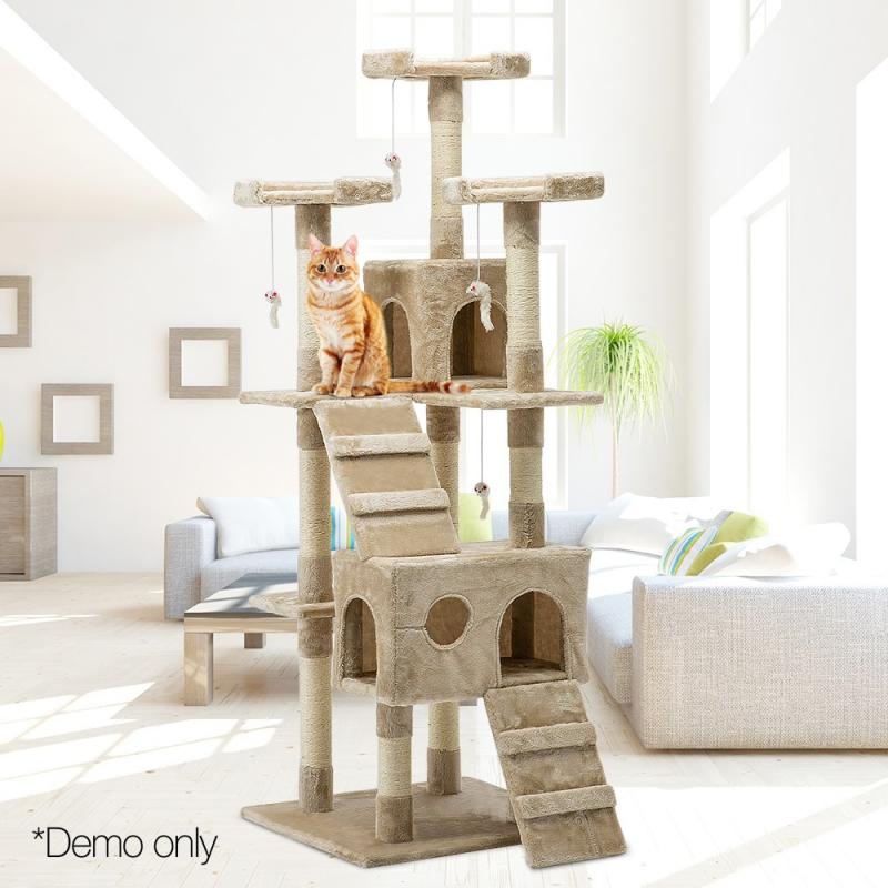 i.Pet 180cm Multi Level Cat Scratching Post Beige