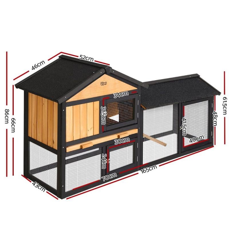 Rabbit Hutch Wooden Cage Waterproof Outdoor Pet House