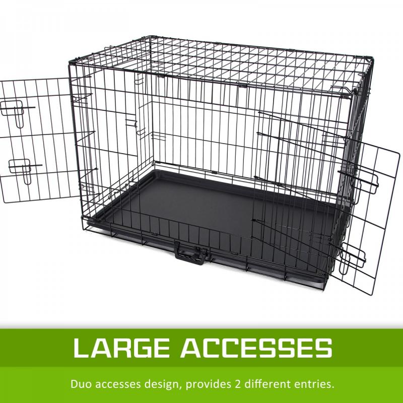 Foldable Metal Wire Dog Cage w/ Cover BLUE 48