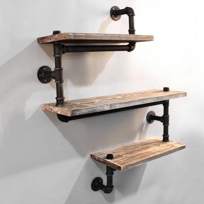 Rustic Industrial DIY Floating Pipe Shelf 85x25x111cm