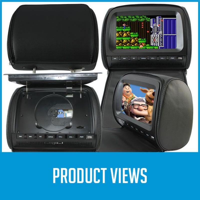 2x 9in Headrest DVD Player Car Monitor 1080p Usb Sony Lens Black