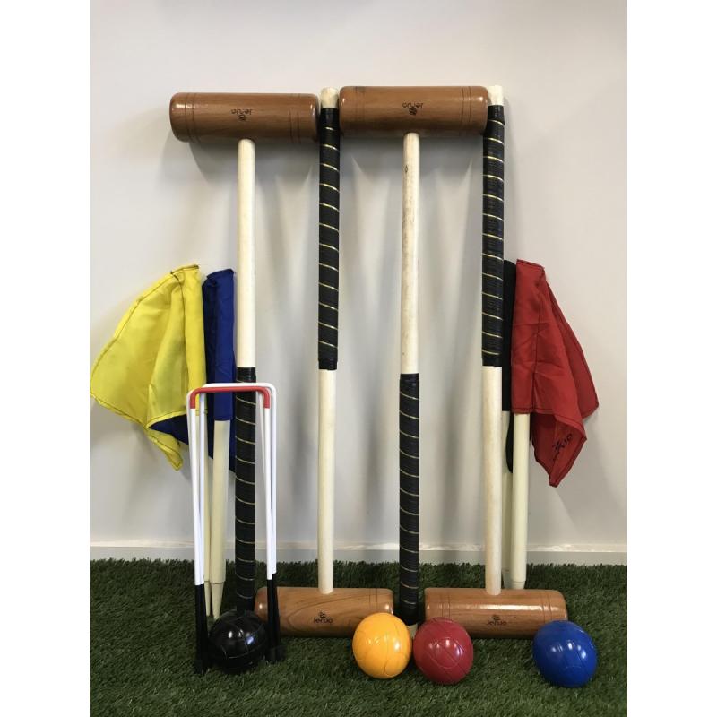 Championship Hardwood Croquet Mallet Set Game 4 Player Set With Carry Bag