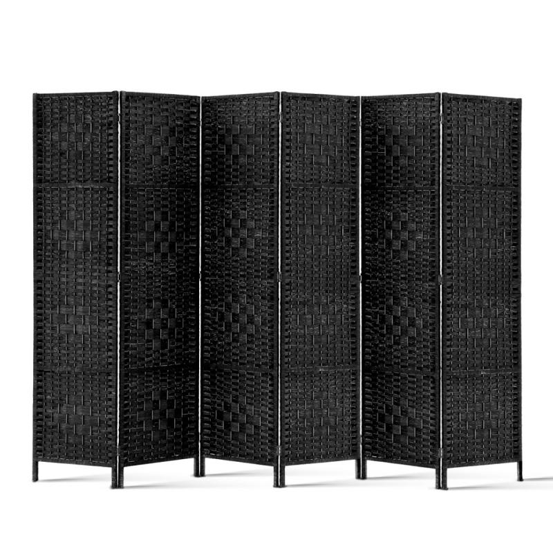 6 Panel Folding Room Divider Black