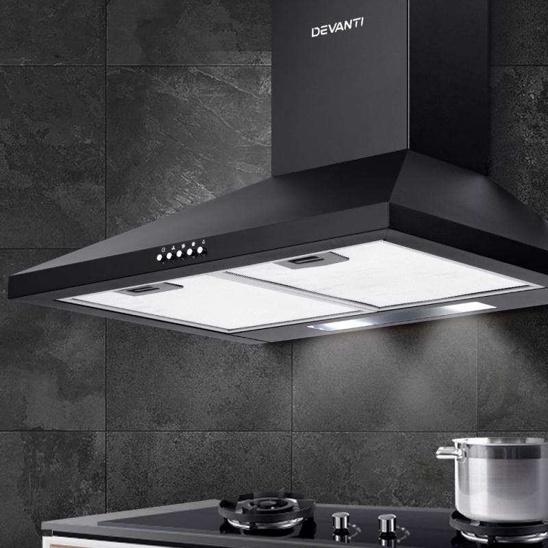 Pyramid Range Hood Rangehood 600mm 60cm Kitchen Canopy Black