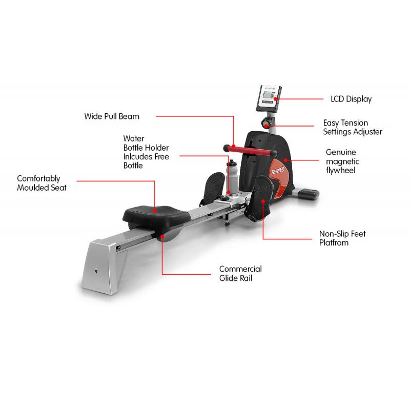 Powertrain Rowing Machine with Flywheel Black