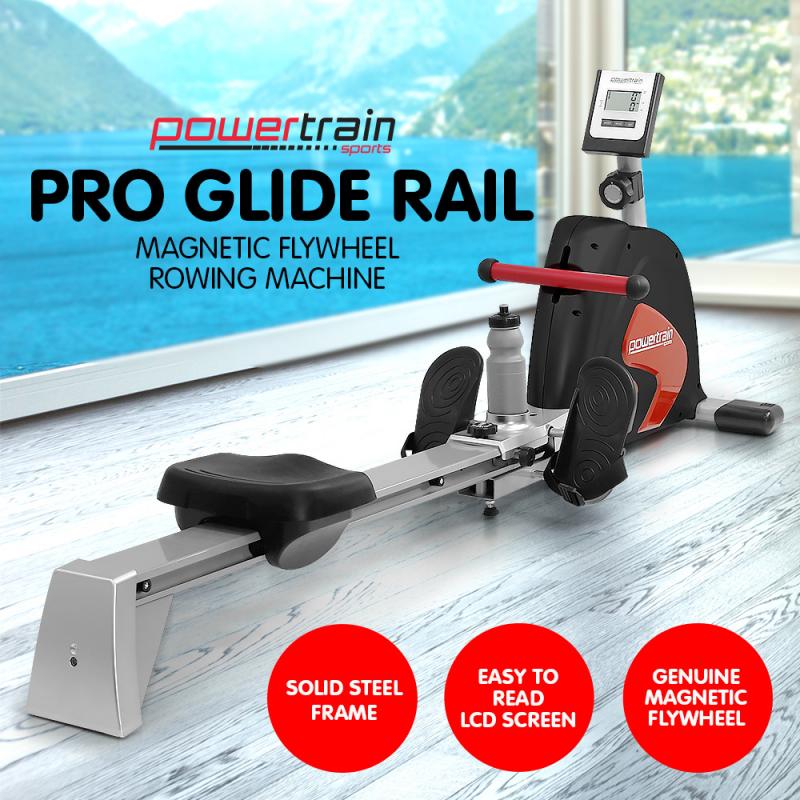 Powertrain Rowing Machine with Flywheel Black