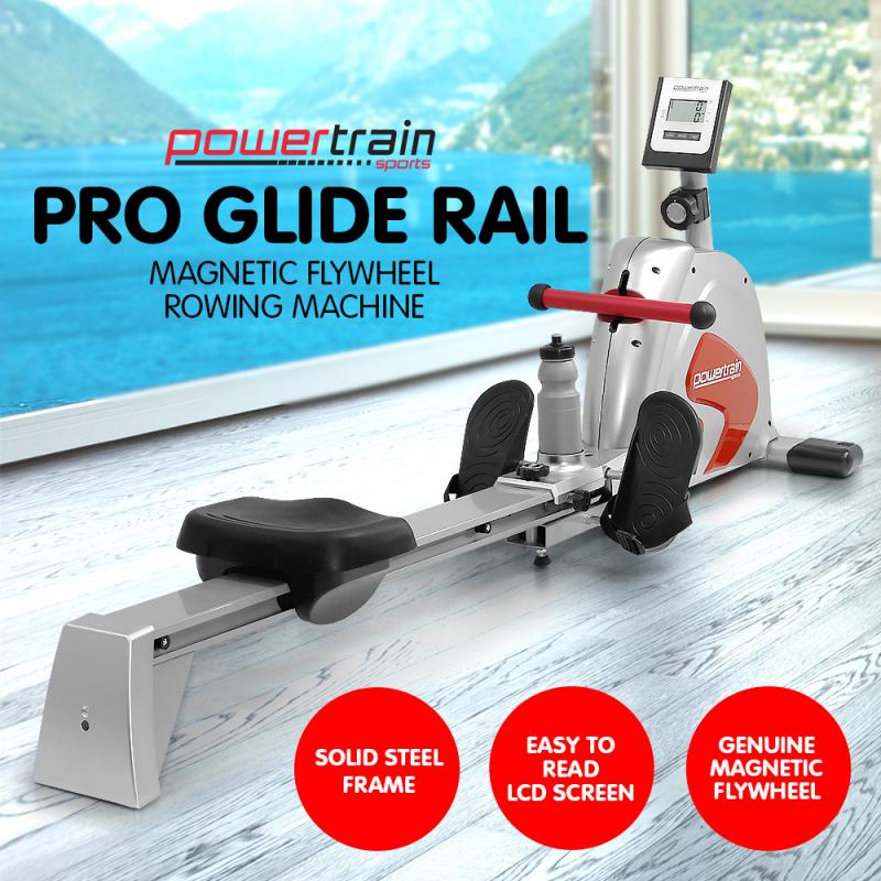 Powertrain Rowing Machine with Flywheel Silver