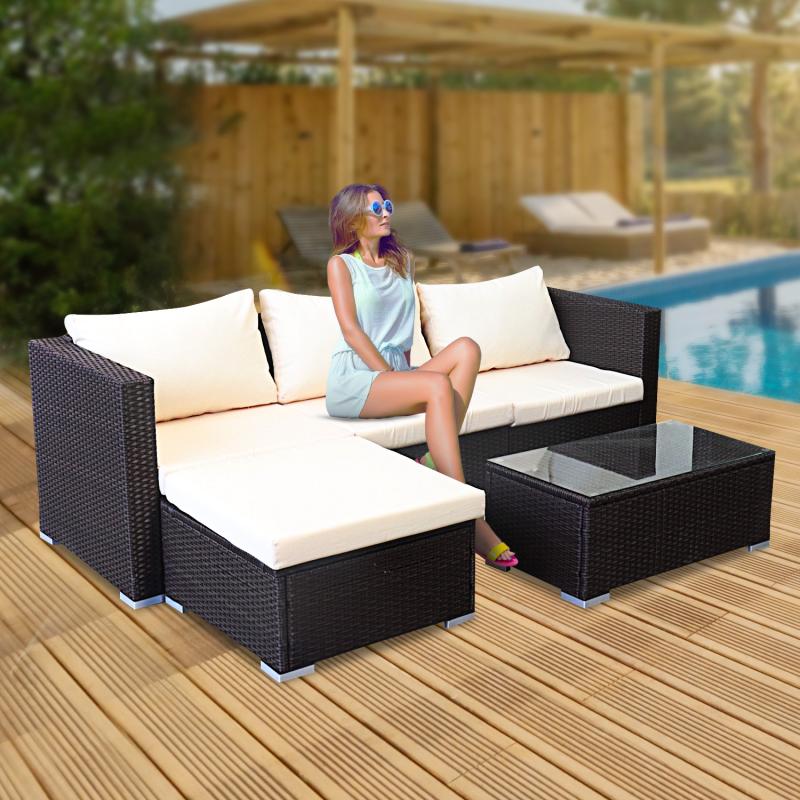 Sarantino 5pc Modular Outdoor Lounge Set PE Rattan Brown