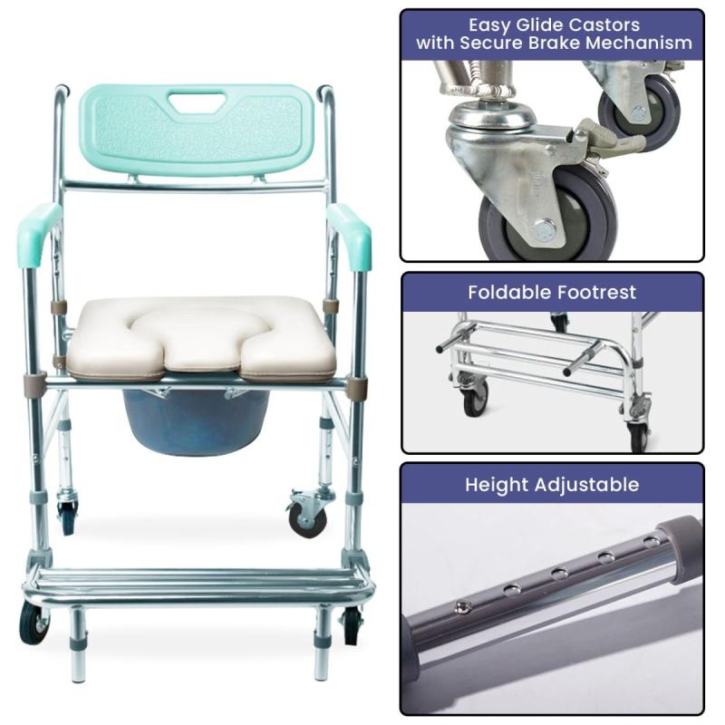 Orthonica Commode Chair With Castors