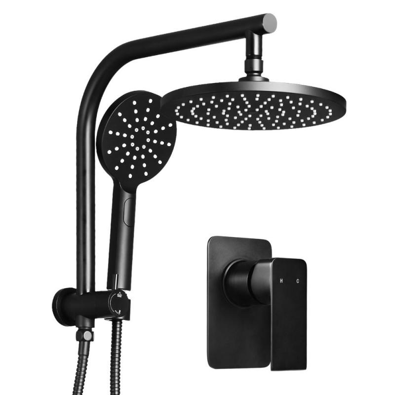 WELS 9 Rain Shower Head Mixer Round Handheld High Pressure Wall Black