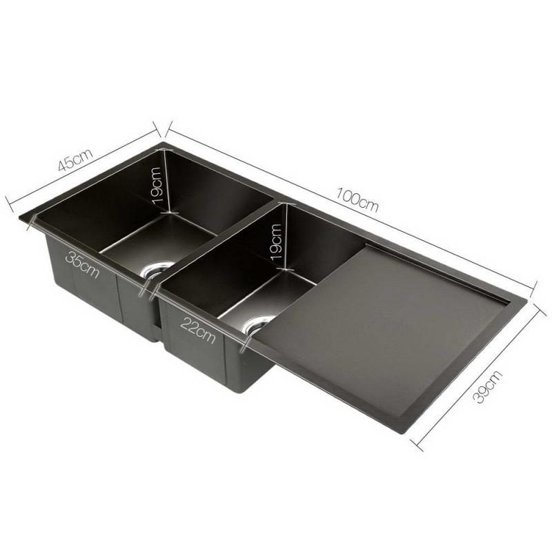 1000 x 450mm Stainless Steel Sink Black