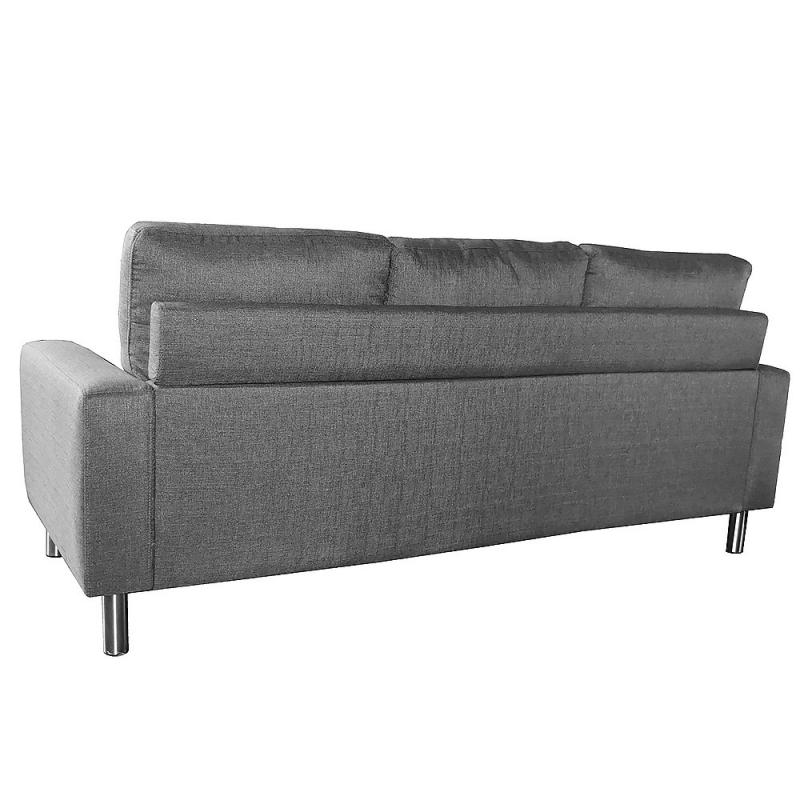 Juno Linen Corner Sofa with Chaise Lounge and Metal Legs by Sarantino