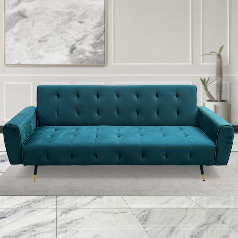 Ava Tufted Velvet Sofa Bed by Sarantino Green