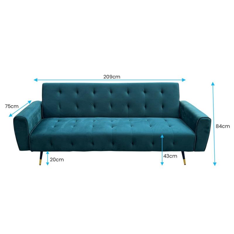 Ava Tufted Velvet Sofa Bed by Sarantino Green
