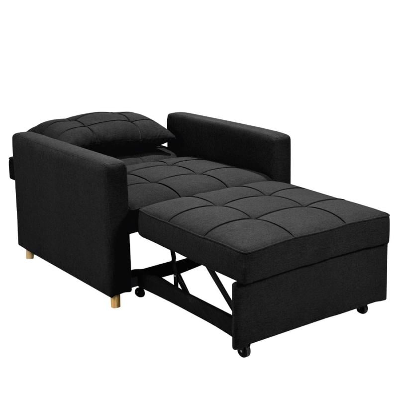 Suri 3in1 Convertible Lounge Chair Bed by Sarantino Black