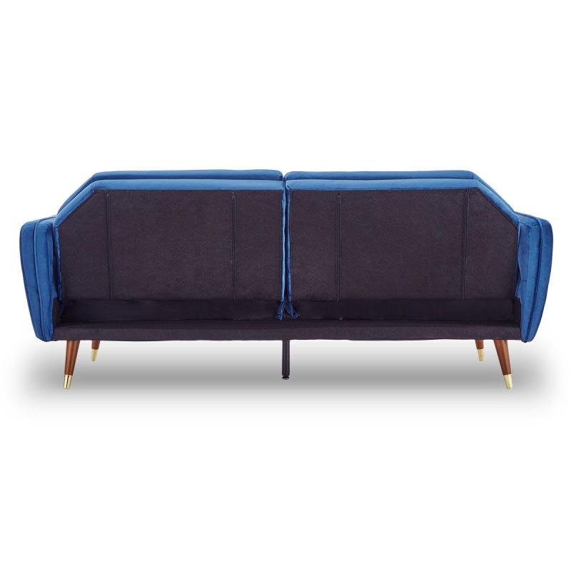 Beatrice ButtonTufted Faux Velvet Sofa Bed by Sarantino Blue