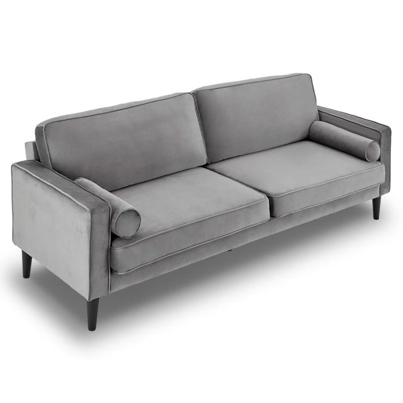 Chloe Faux Velvet Sofa Bed with Bolsters by Sarantino Grey