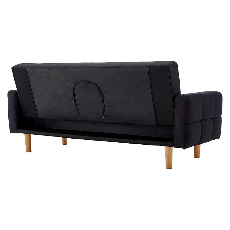 Vienna 3Seater BlindTufted Fabric Sofa Bed by Sarantino Black