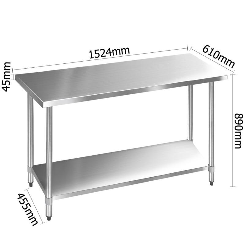 1524 x 610mm Commercial Stainless Steel Kitchen Bench