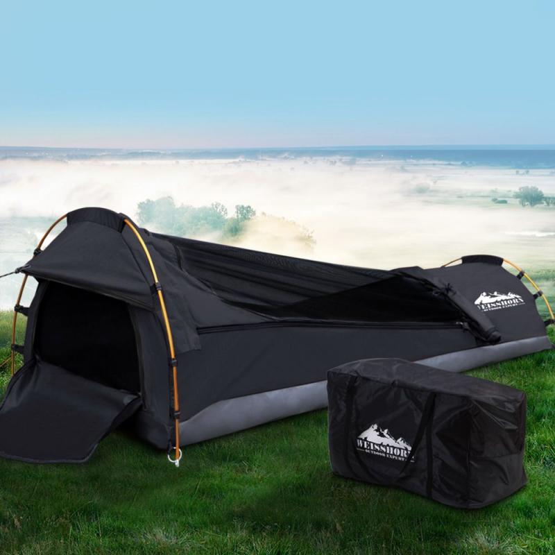 Camping Swags Single Biker Swag Grey Ripstop Canvas