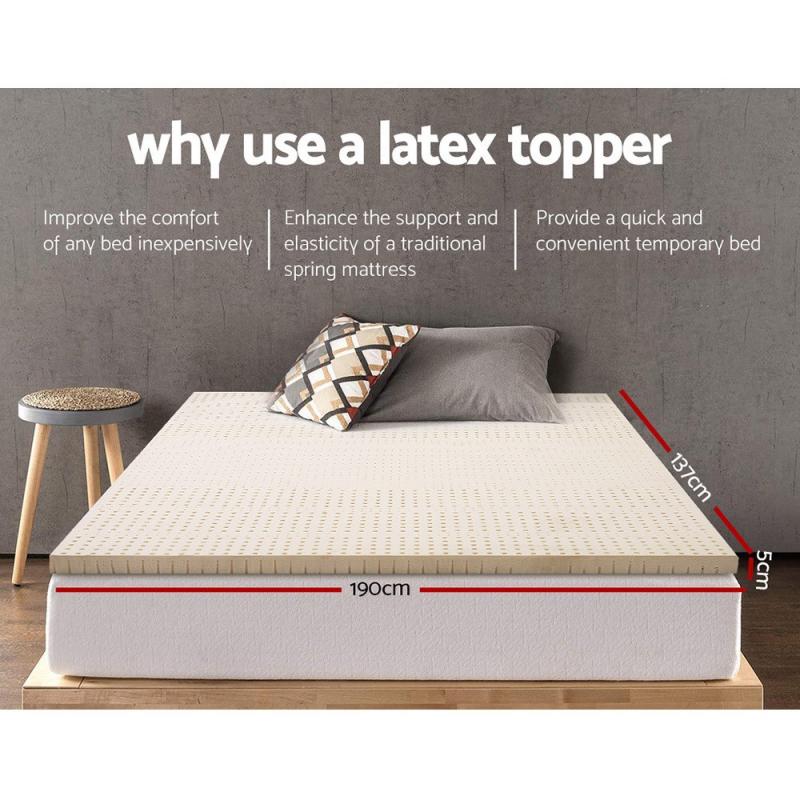 7 Zone 5cm Pure Natural Latex Mattress Topper Double