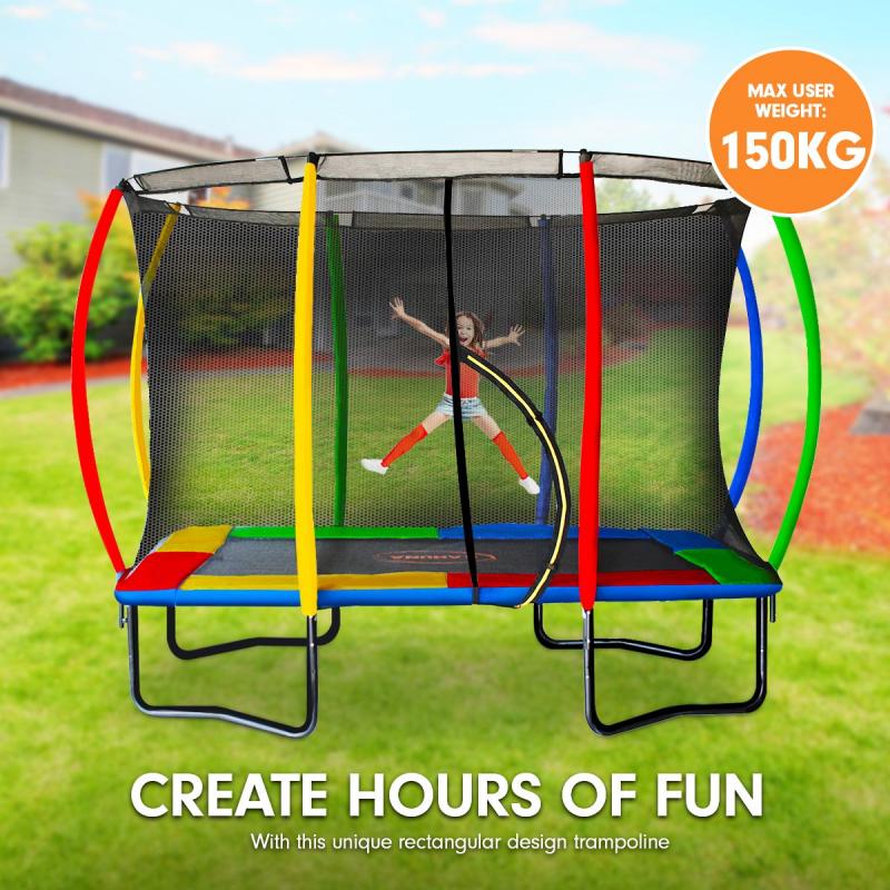 Kahuna Trampoline 6 ft x 9 ft Rectangular Outdoor Rainbow Kids