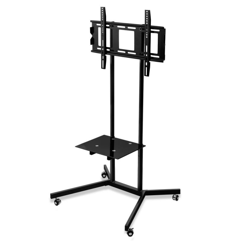 Portable TV Mount on Stand on Casters Black