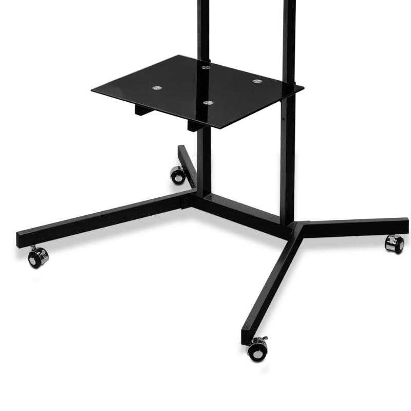 Portable TV Mount on Stand on Casters Black