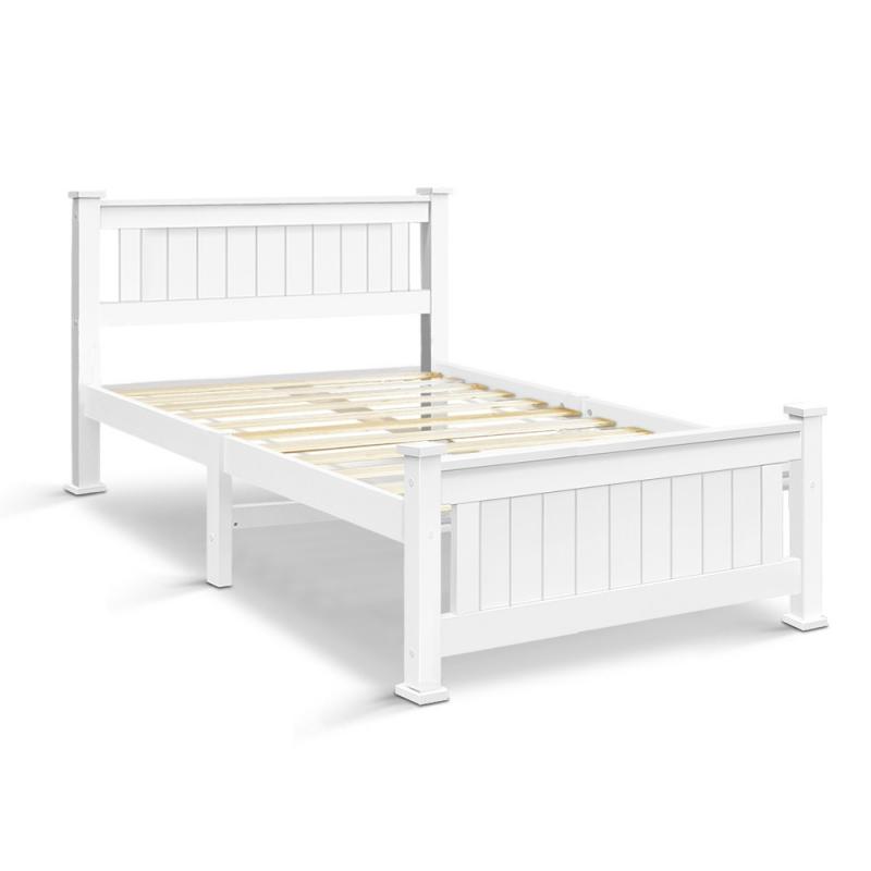 King Single Wooden Bed Frame White