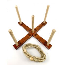 Outdoor Wooden Set Rope Ring Toss Quoits Game