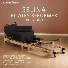 Powertrain Selina Foldable Wooden Pilates Reformer Machine, Oak Wood ...