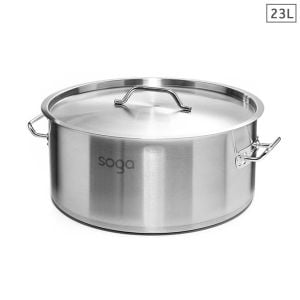 SOGA Stock Pot 23L Top Grade Thick Stainless Steel Stockpot 18/10