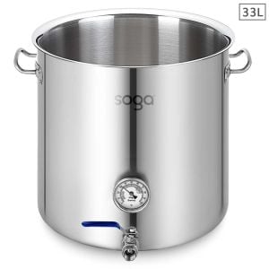 SOGA Stainless Steel 33L No Lid Brewery Pot With Beer Valve 35*35cm