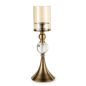 SOGA 37cm Glass Candle Holder Candle Stand Glass Metal with Candle