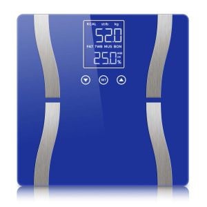 Digital Body Fat Scale Bathroom Weight Gym Glass LCD Electronic Blue