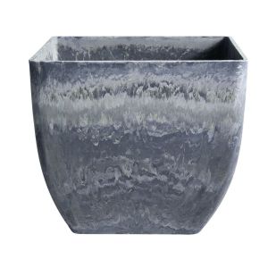 32cm Weathered Grey Square Resin Plant Flower Pot Planter Cachepot