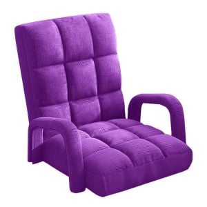 Foldable Lounge Cushion Adjustable Floor Armrest Recliner Chair Purple