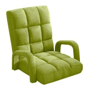 Foldable Lounge Cushion Adjustable Floor Recliner Chair Armrest Green