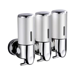 3 Bottles Bathroom Shower Soap Shampoo  Dispenser Pump 1500ml Silver