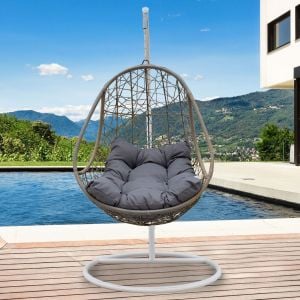 Furniture Rocking Egg Chair Swing Lounge Hammock  - Oatmeal and Grey