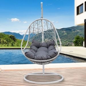 Furniture Rocking Egg Chair Swing Lounge Hammock  - Black and Grey