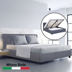 Luxury Gas Lift Bed Frame Base And Headboard Storage Single Charcoal