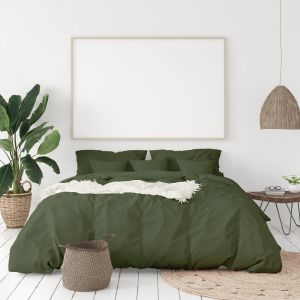 1000 Thread Count Cotton Quilt Cover Pillowcases Set -Queen Olive