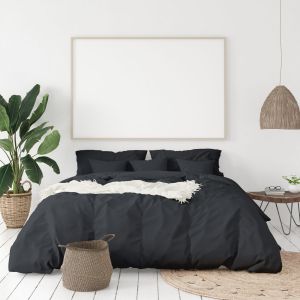 1000 Thread Cotton Quilt Cover Pillowcases Set - Queen - Charcoal